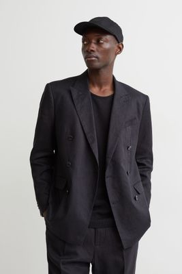 Regular Fit Double-breasted Linen Jacket