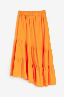 Asymmetric Linen-blend Skirt