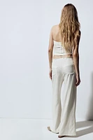 Frayed-edge Linen-blend Pants