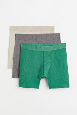 3-pack Satin Boxer Shorts - Sage green - Men