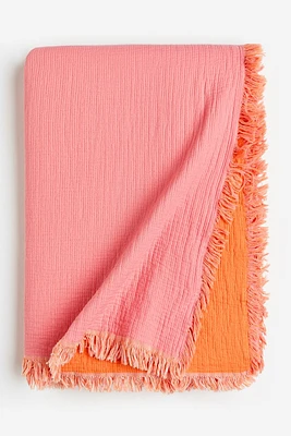 Fringed Cotton Muslin Bedspread