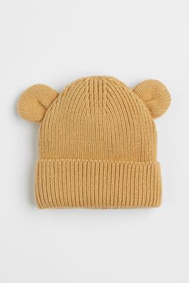 Rib-knit Hat with Ears