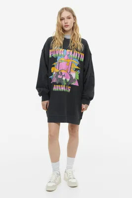 Oversized Printed Sweatshirt Dress