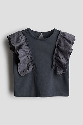 Ruffle-trimmed Cotton Top