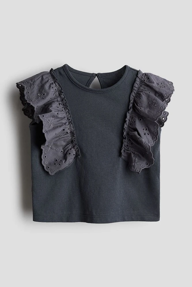 Ruffle-trimmed Cotton Top