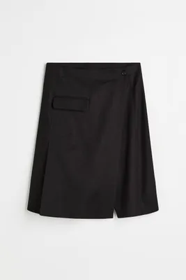 Linen-blend Wrap-front Skirt