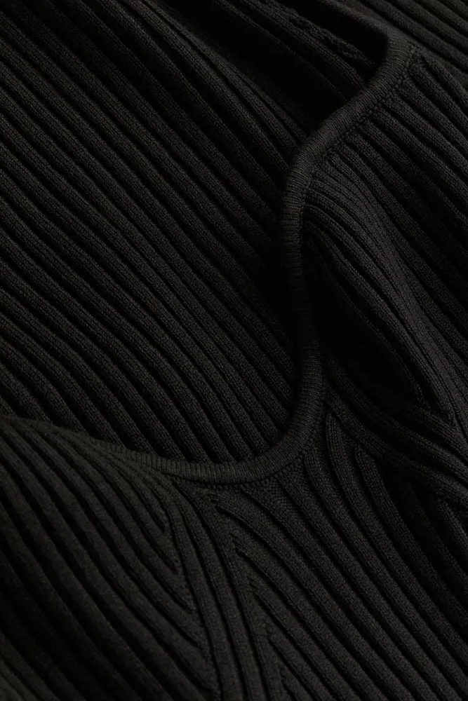 Black rib-knitted sweater
