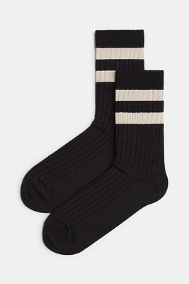 Rib-knit Socks