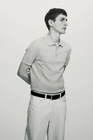 Slim Fit Textured-knit Polo Shirt