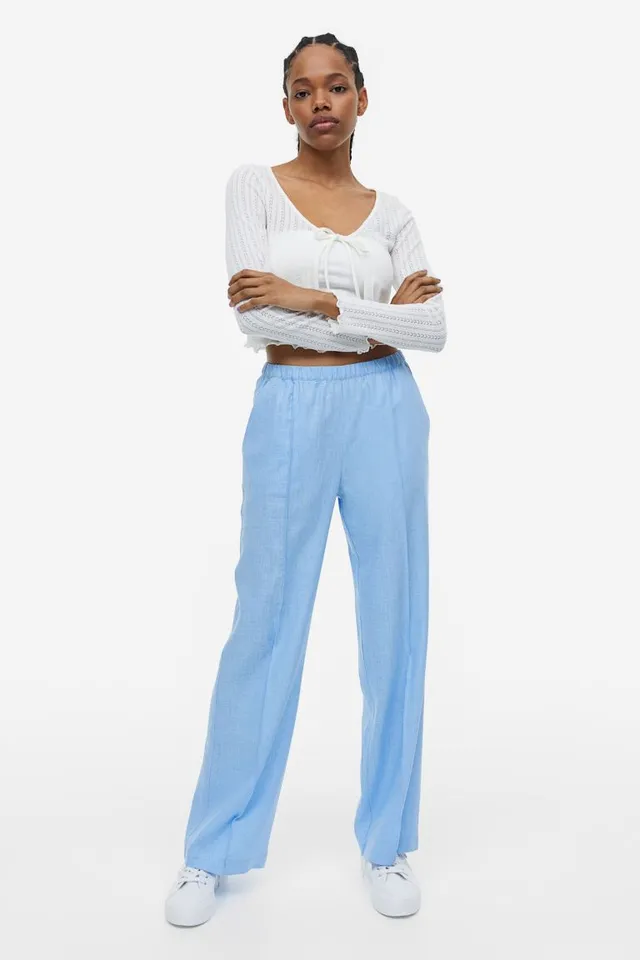 Women's Premium Linen Breezy Pull-On Ankle Pants, Mid-Rise Tapered