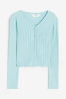 Long-sleeved Pointelle Jersey Top