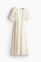 Puff-sleeved Midi Dress