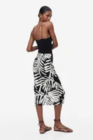 Linen-blend Wrap-front Skirt