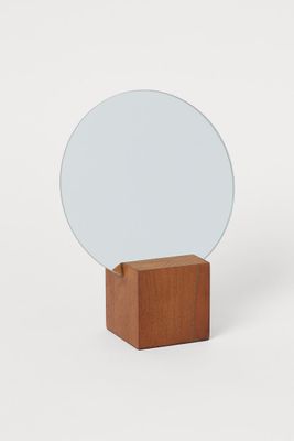 Small Mirror with Wooden Base