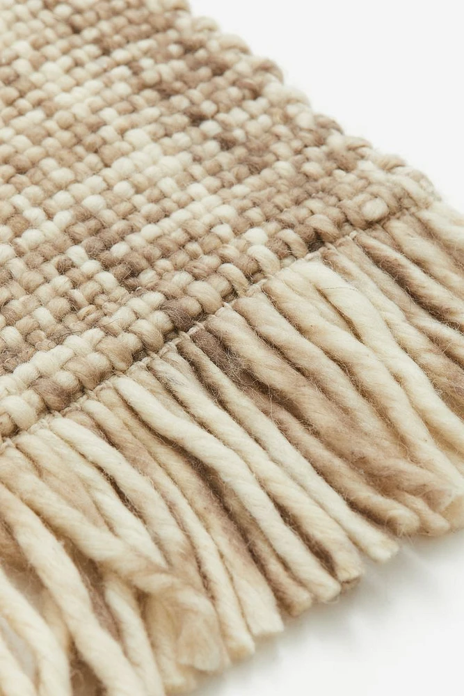 Tapete en mezcla de lana con flecos