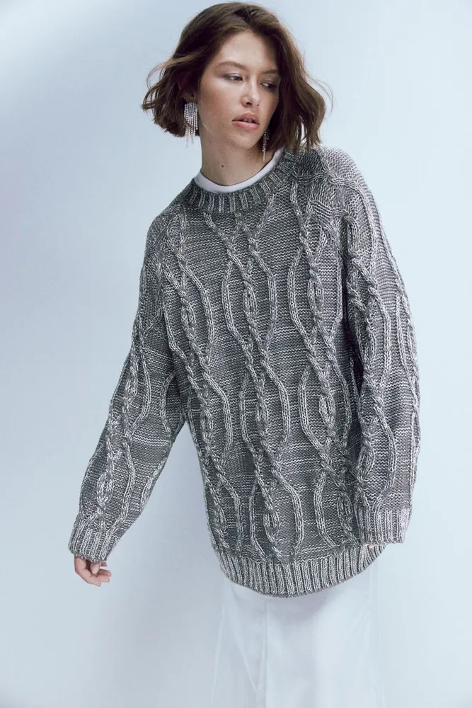 Oversized Shimmery Metallic Sweater
