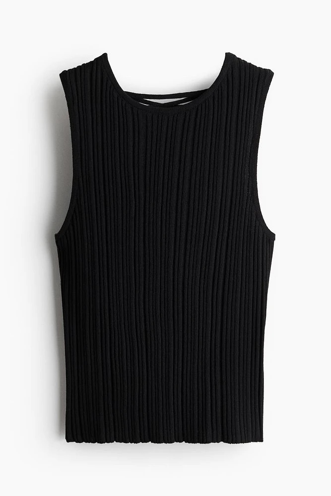 Lacing-detail Rib-knit Tank Top