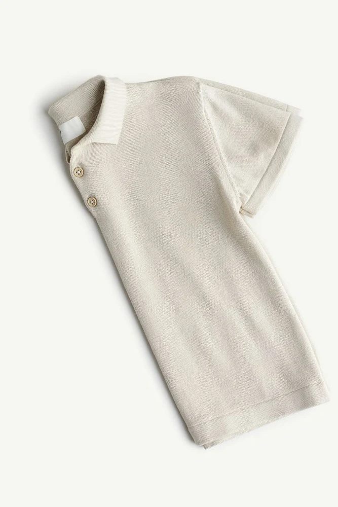 Short-sleeved Fine-knit Polo Shirt