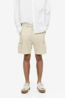 Regular Fit Linen-blend Cargo Shorts