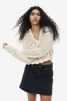 Pointelle-knit Cotton Sweater