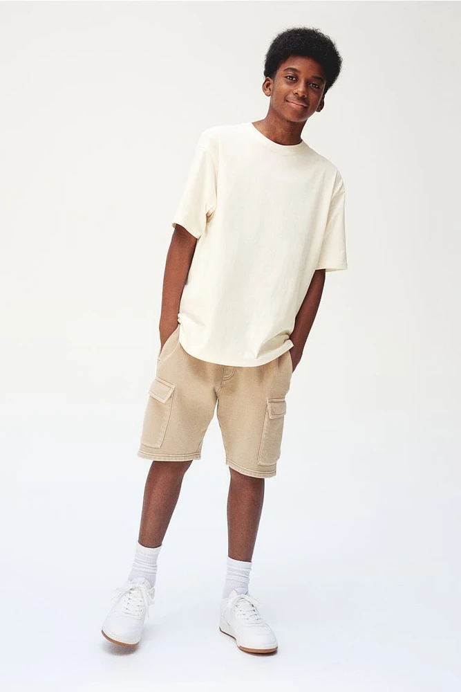 Washed-look Cargo Sweatshorts