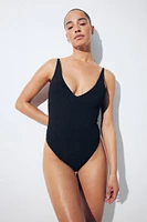 Smocked High-leg Swimsuit