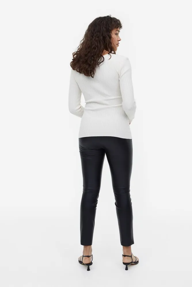 Zip-hem Leggings - Black - Ladies