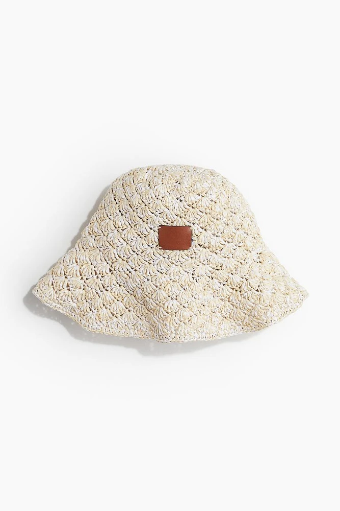 Crochet-look Straw Bucket Hat