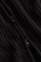 Rib-knit Cardigan with Zipper