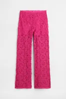 Straight-leg Crocheted-look Pants