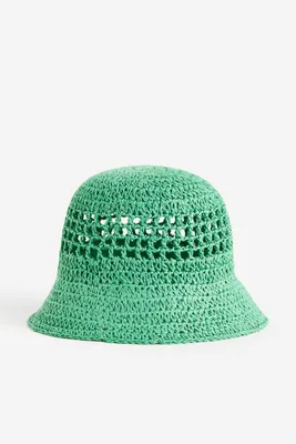 Crochet-look Straw Hat