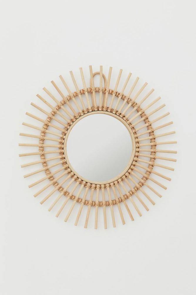 Miroir avec cadre en rotin