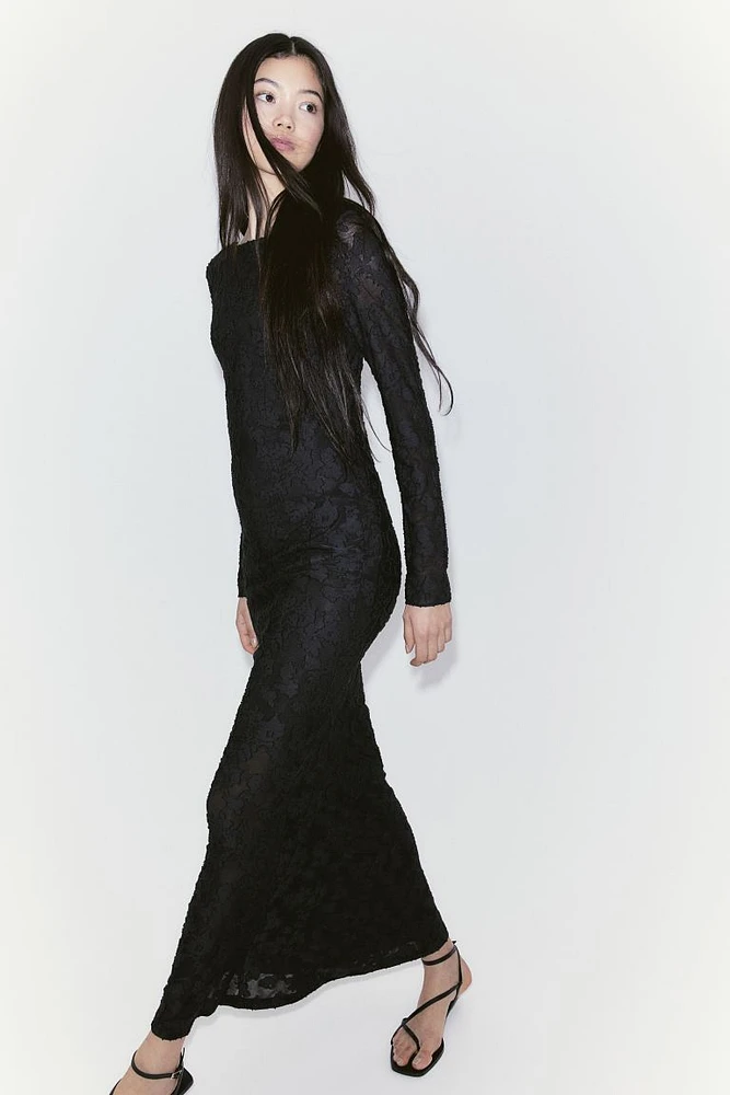 Mermaid-skirt Jacquard-weave Dress