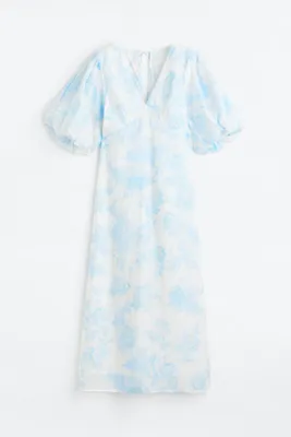 Puff-sleeved Lyocell-blend Dress