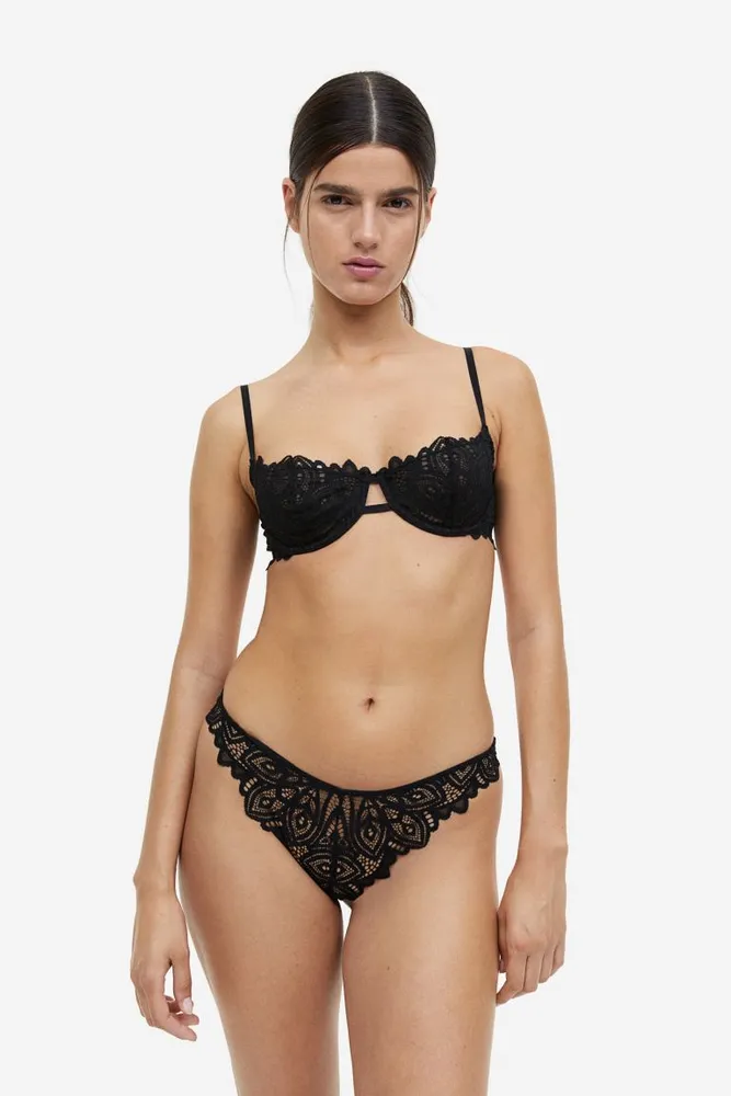 Non-Padded Lace Bra and Thong Set