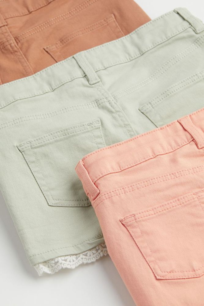 3-pack Lace-trimmed Twill Shorts