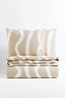 Parure de couette lit double en coton à motif