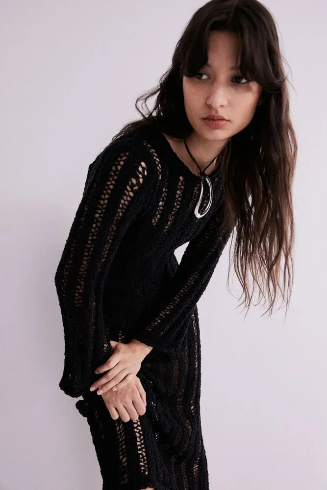 Ladder-stitch-look Knit Dress