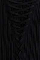 Lacing-detail Rib-knit Tank Top