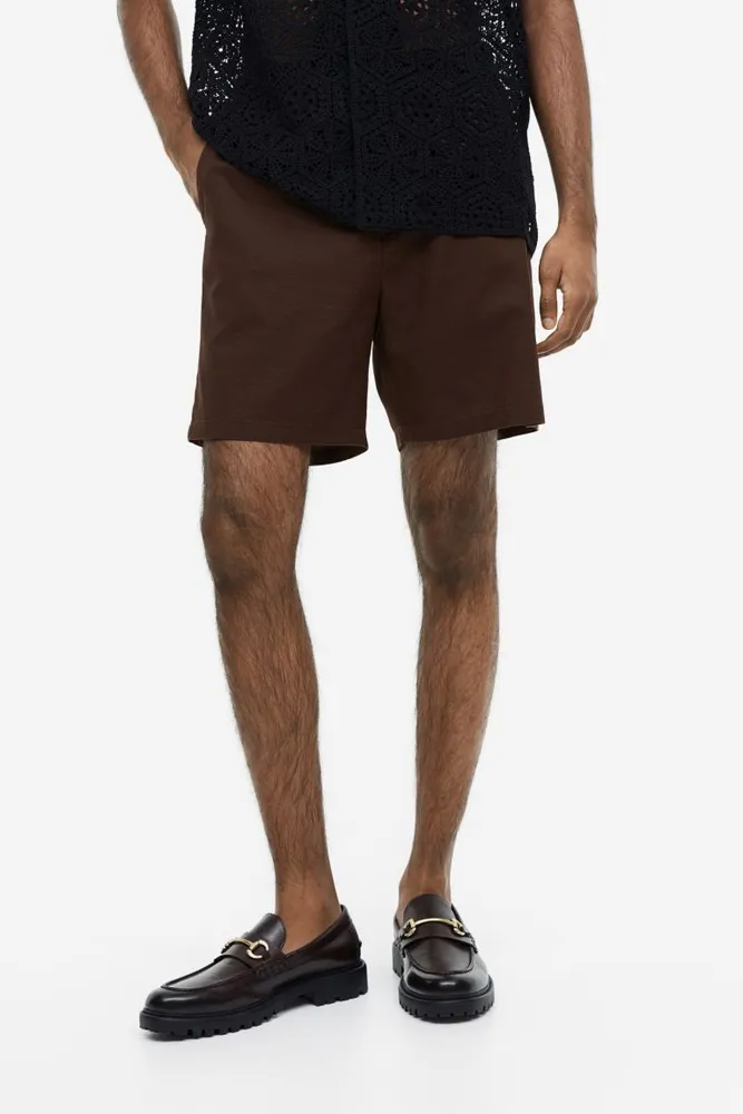 Regular Fit Linen-blend shorts