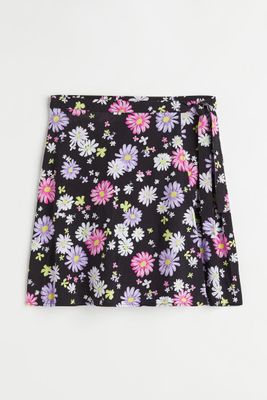 Patterned Wrap-front Skirt