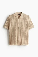 Regular Fit Pointelle-knit Shirt
