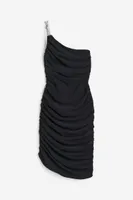 Rhinestone-strap One-shoulder Dress
