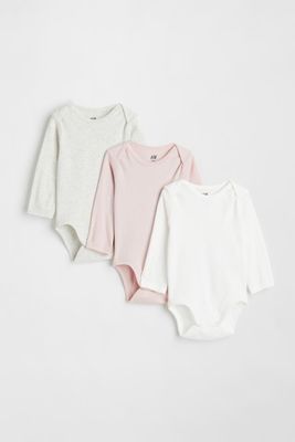 3-pack Long-sleeved Cotton Bodysuits
