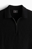 Slim Fit Cable-knit Polo Shirt