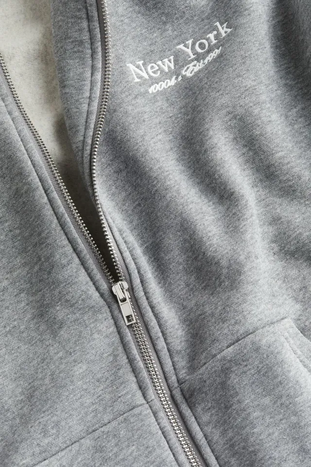 H&M Text-motif Hooded Sweatshirt Jacket