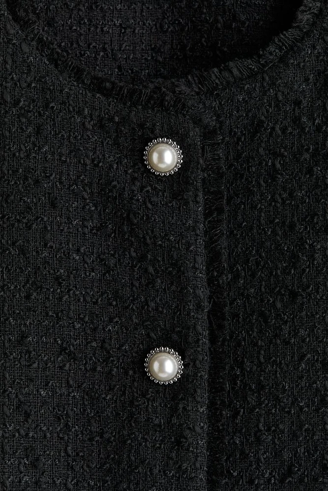 Cropped Bouclé-weave Jacket