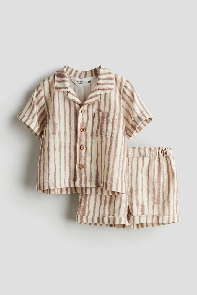 2-piece Patterned Linen-blend Set