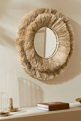 Large Mirror with a Straw Frame
