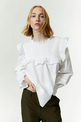 Cotton Blouse with Pintucks